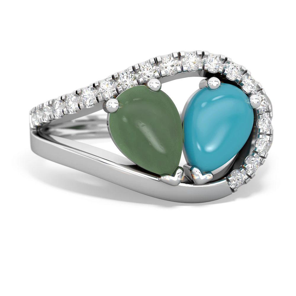 Jade Nestled Heart Keepsake 14K White Gold ring R5650