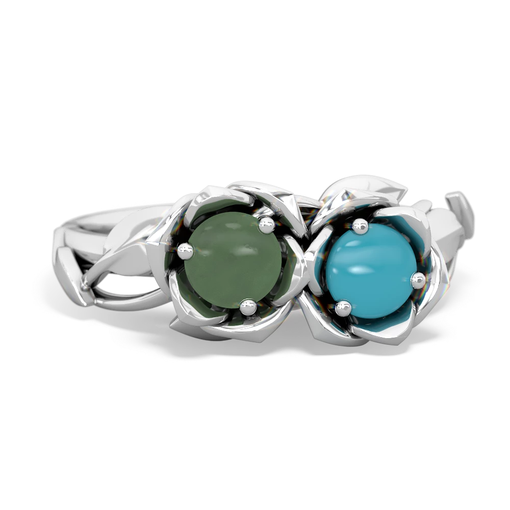 Jade Rose Garden 14K White Gold ring R5510