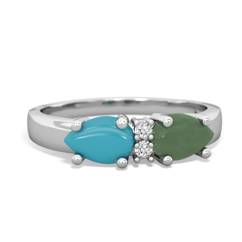 Jade Pear Bowtie 14K White Gold ring R0865