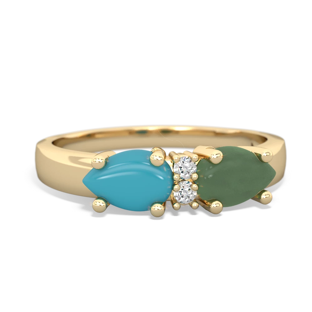 Jade Pear Bowtie 14K Yellow Gold ring R0865