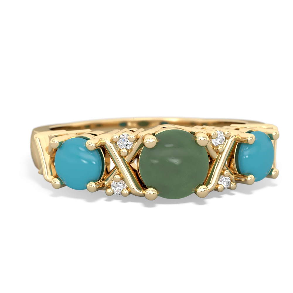 Jade Hugs And Kisses 14K Yellow Gold ring R5016