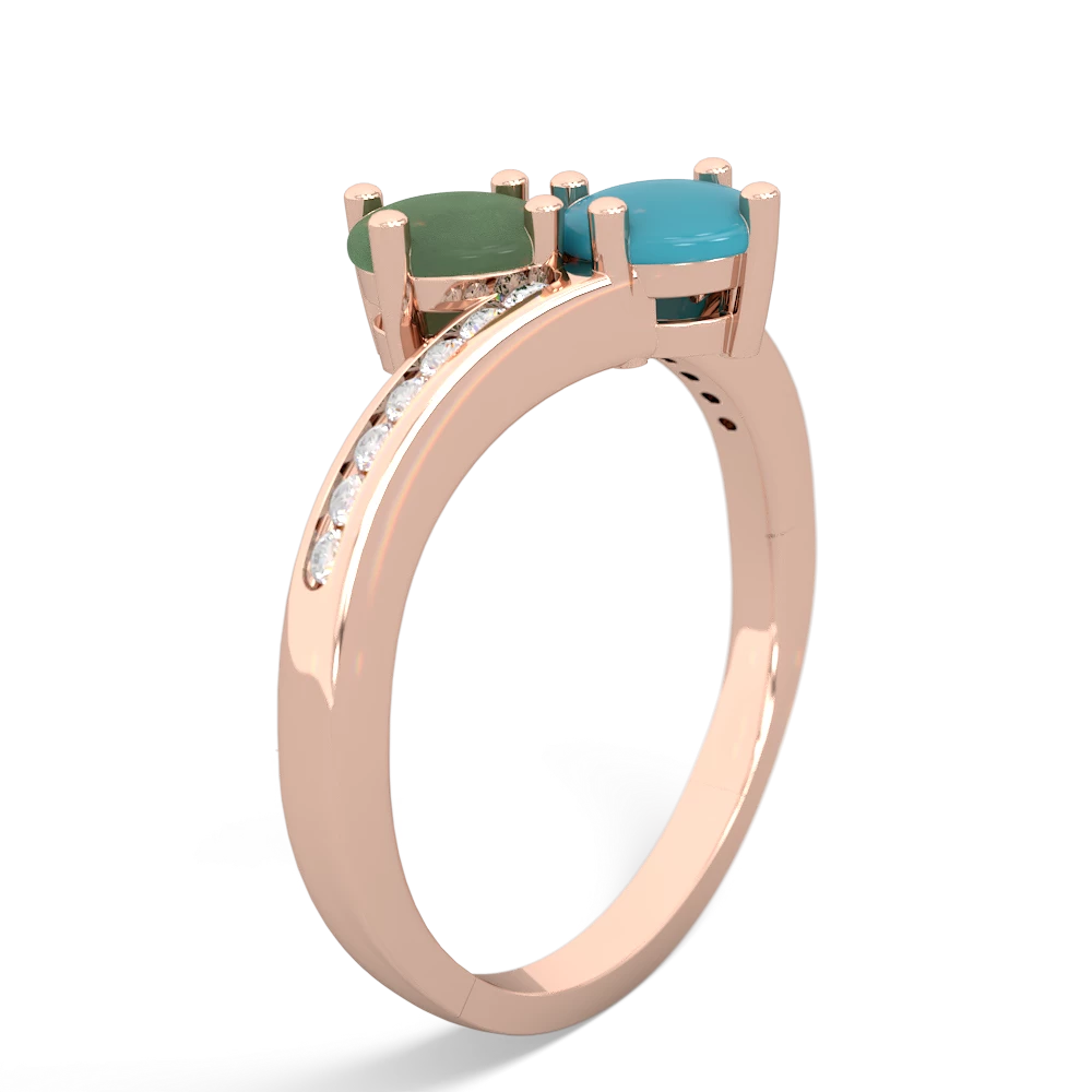 Jade Channel Set Two Stone 14K Rose Gold ring R5303