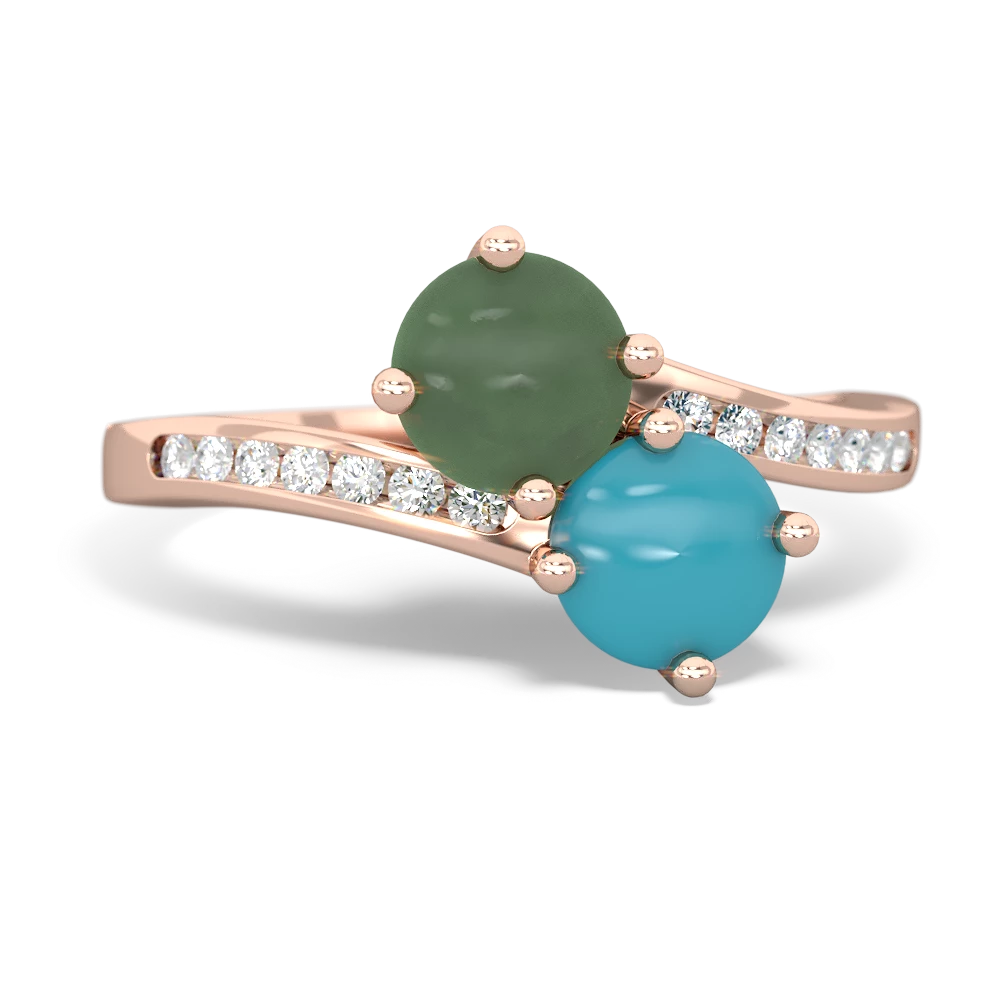 Jade Channel Set Two Stone 14K Rose Gold ring R5303