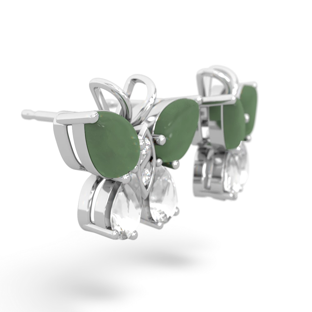 Jade Butterfly 14K White Gold earrings E2215