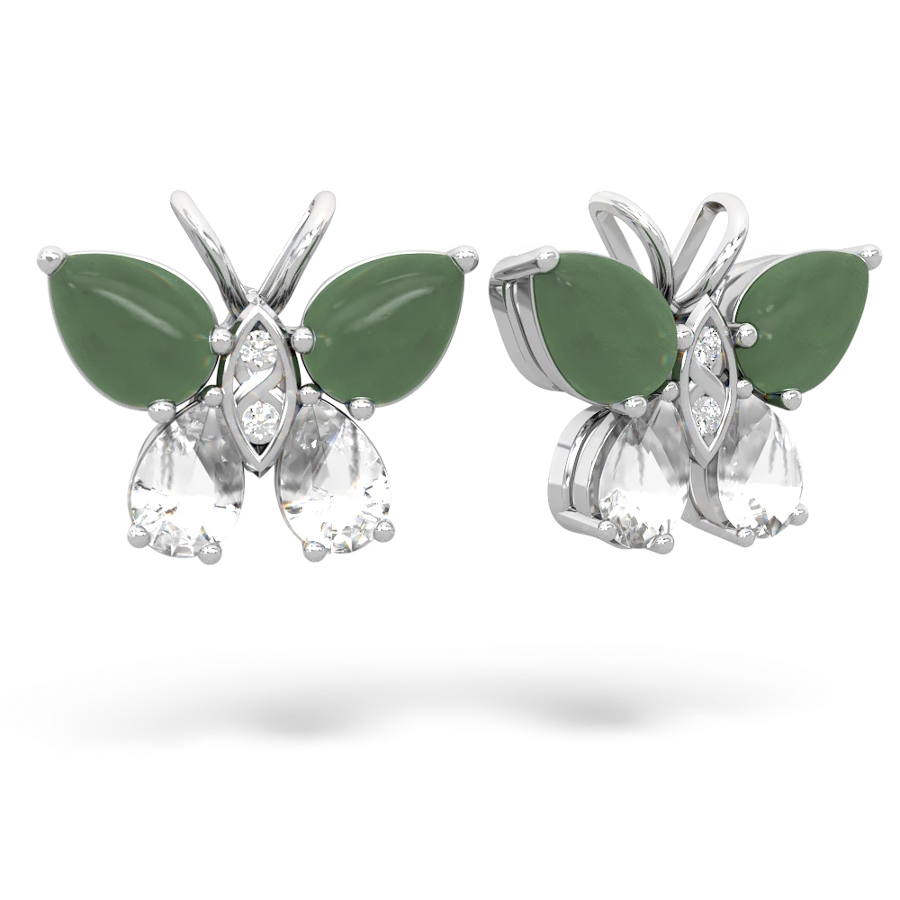 Jade Butterfly 14K White Gold earrings E2215