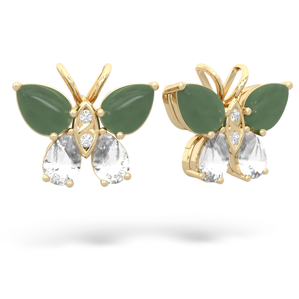 Jade Butterfly 14K Yellow Gold earrings E2215