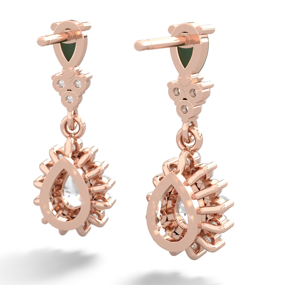 Jade Halo Pear Dangle 14K Rose Gold earrings E1882