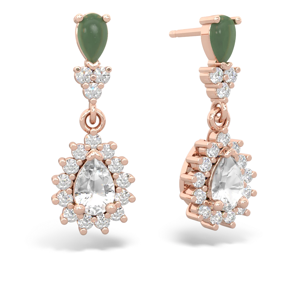 Jade Halo Pear Dangle 14K Rose Gold earrings E1882