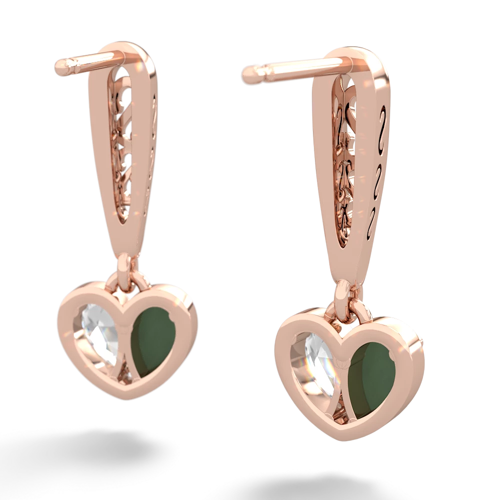 Jade Filligree Heart 14K Rose Gold earrings E5070