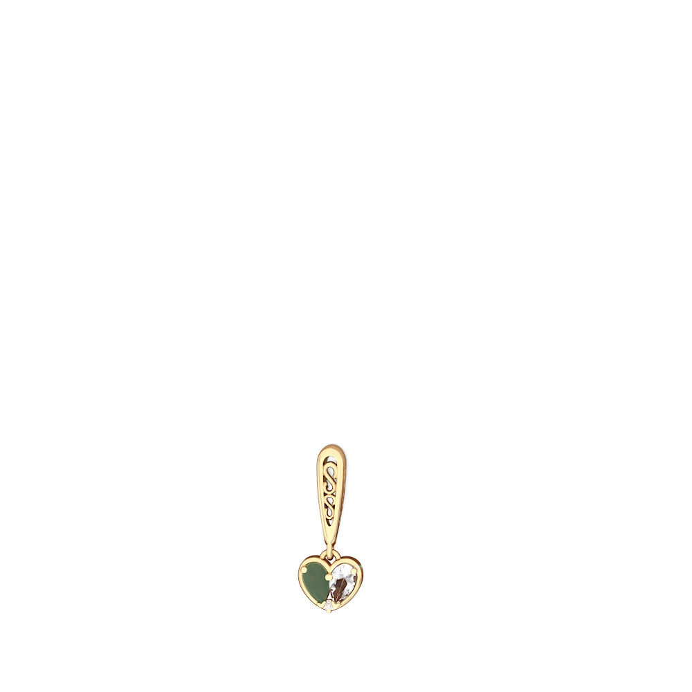 Jade Filligree Heart 14K Yellow Gold earrings E5070