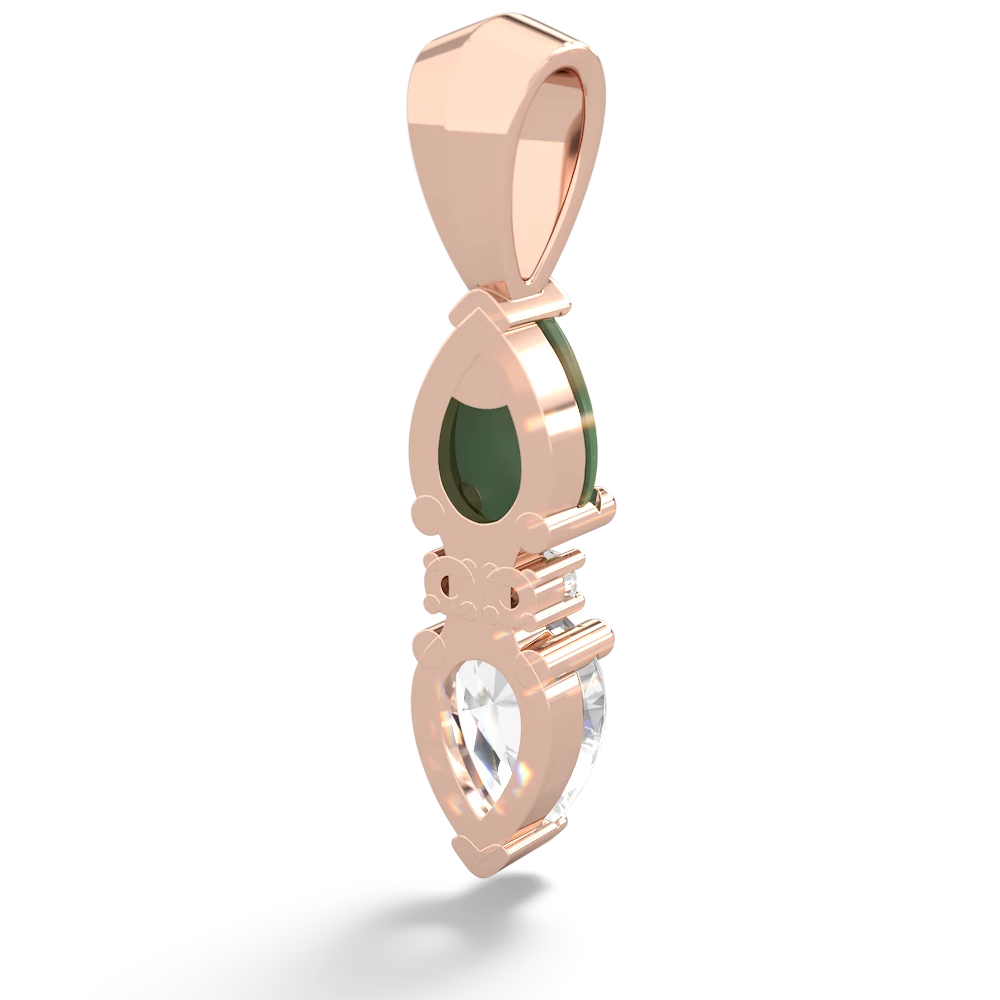 Jade Bowtie Drop 14K Rose Gold pendant P0865