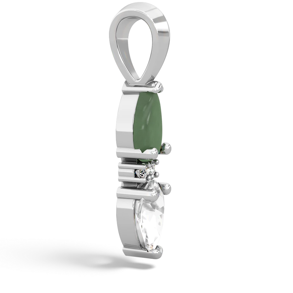 Jade Bowtie Drop 14K White Gold pendant P0865