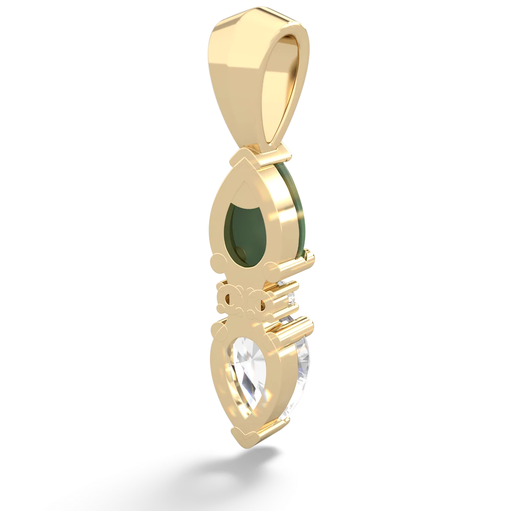 Jade Bowtie Drop 14K Yellow Gold pendant P0865