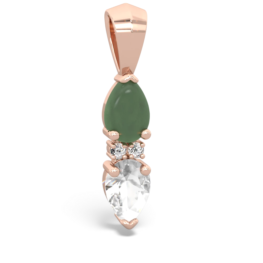 Jade Bowtie Drop 14K Rose Gold pendant P0865