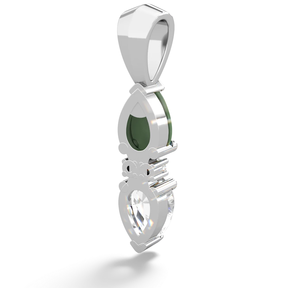 Jade Bowtie Drop 14K White Gold pendant P0865