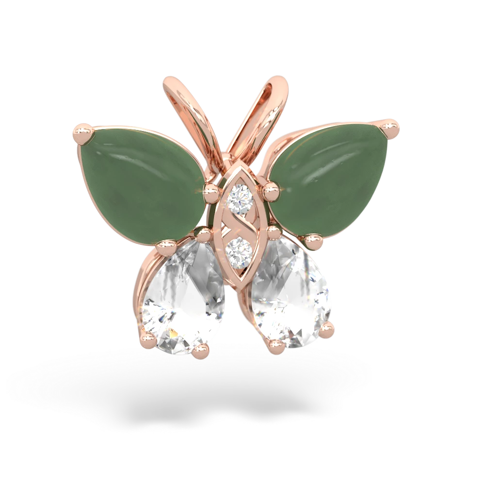 Jade Butterfly 14K Rose Gold pendant P2215