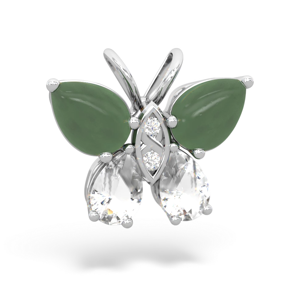 Jade Butterfly 14K White Gold pendant P2215