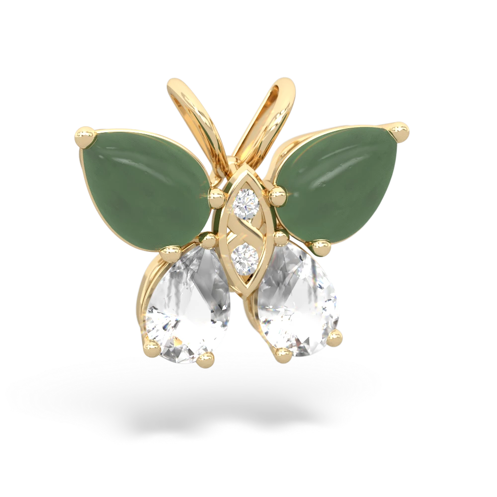 Jade Butterfly 14K Yellow Gold pendant P2215