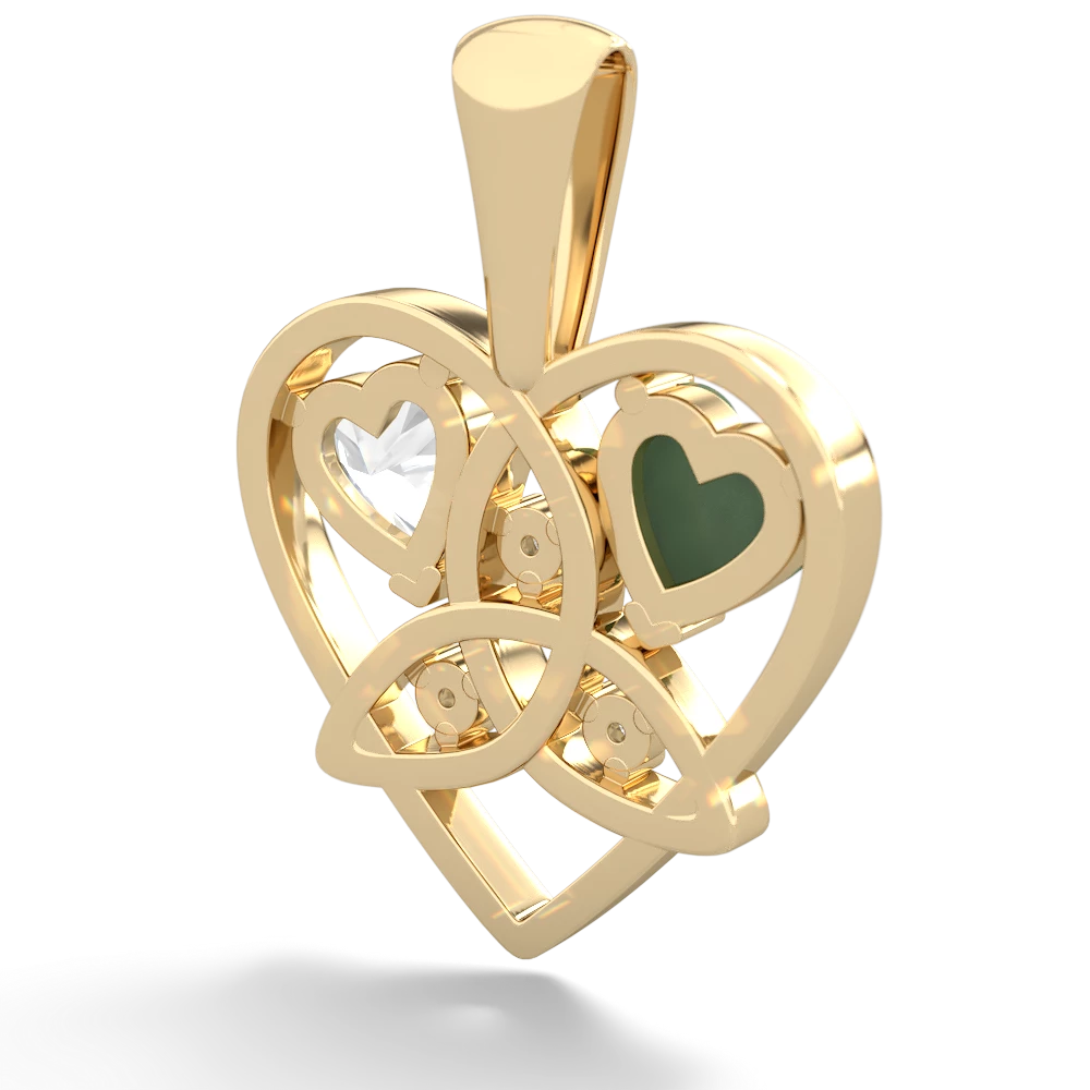 Jade Celtic Trinity Heart 14K Yellow Gold pendant P5331