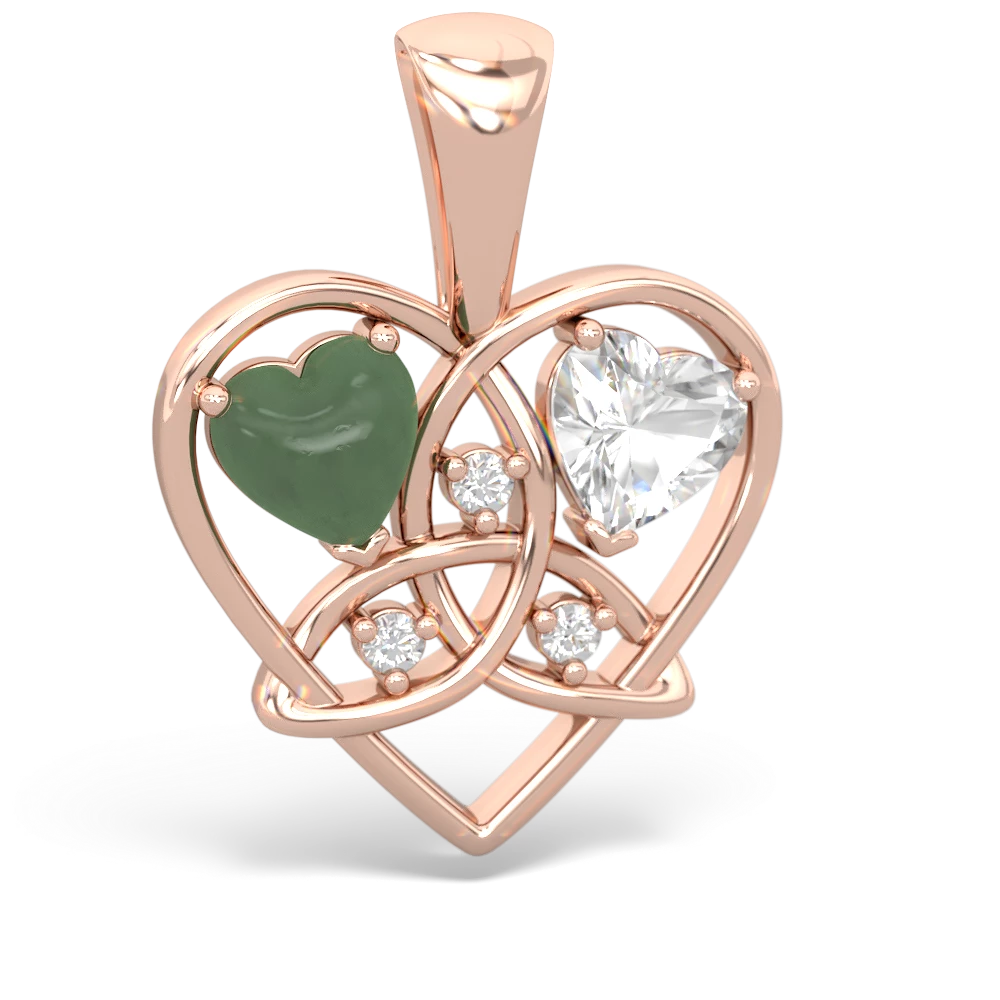 Jade Celtic Trinity Heart 14K Rose Gold pendant P5331