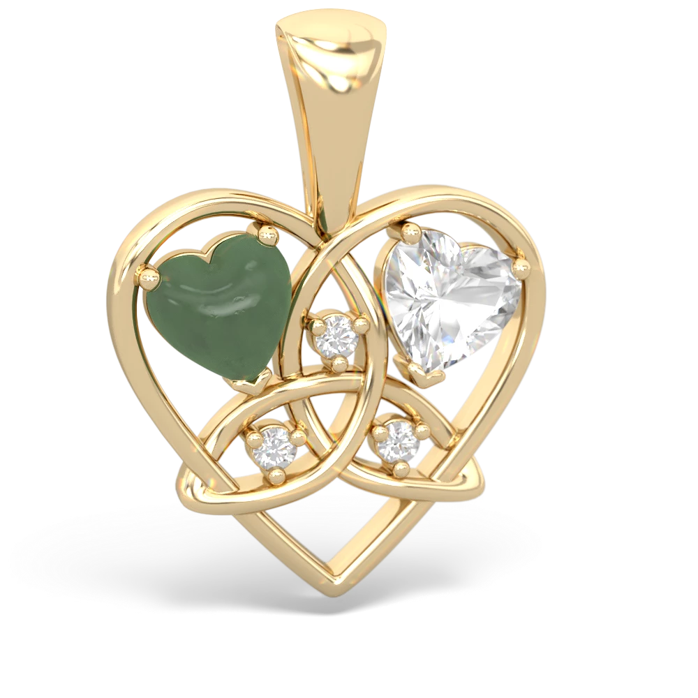 Jade Celtic Trinity Heart 14K Yellow Gold pendant P5331