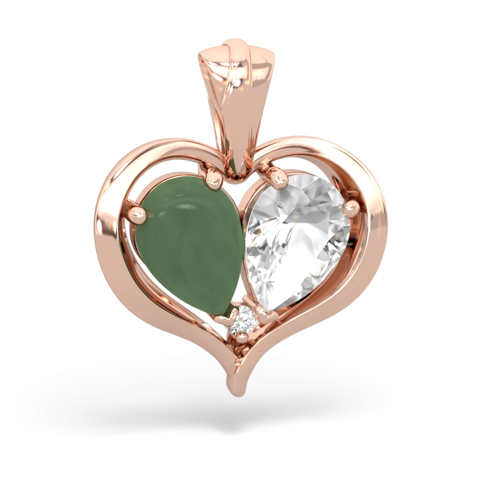 Jade Two Become One 14K Rose Gold pendant P5330