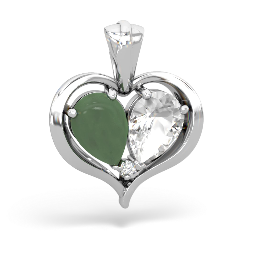 Jade Two Become One 14K White Gold pendant P5330