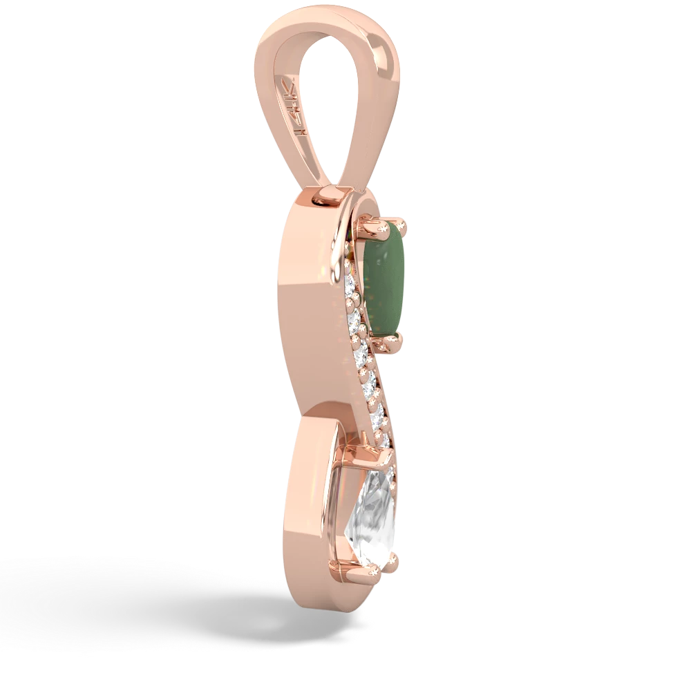 Jade Diamond Infinity 14K Rose Gold pendant P5390