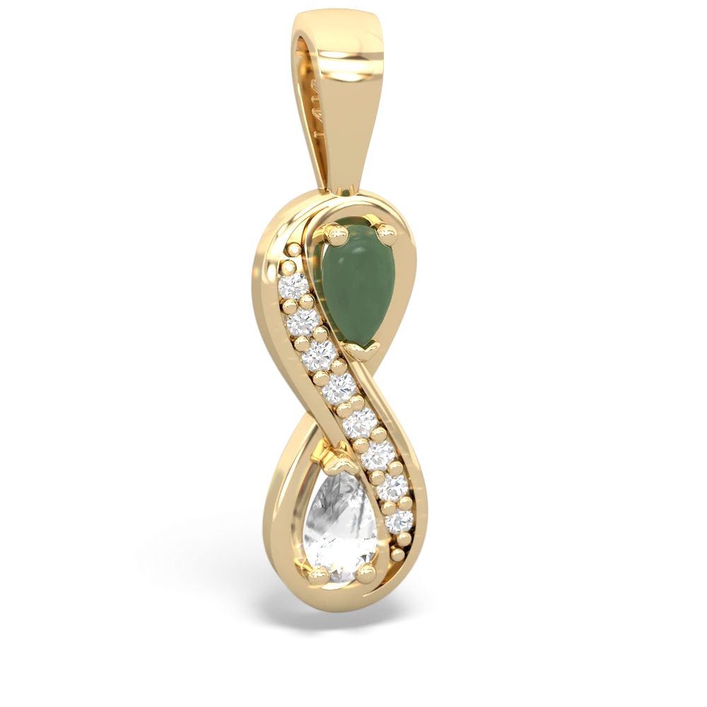 Jade Diamond Infinity 14K Yellow Gold pendant P5390