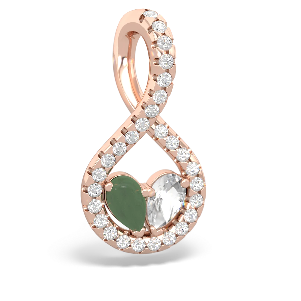 Jade Pave Twist 'One Heart' 14K Rose Gold pendant P5360