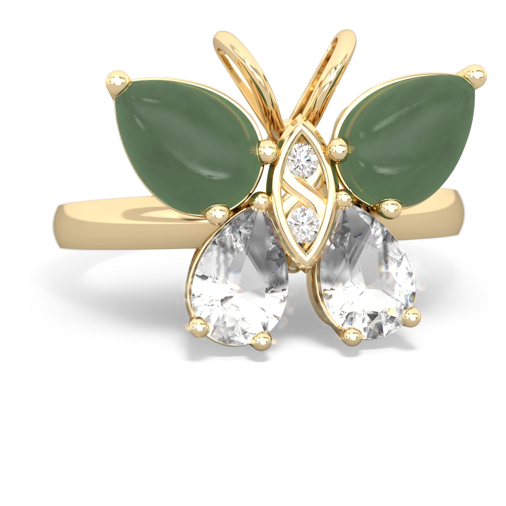 Jade Butterfly 14K Yellow Gold ring R2215