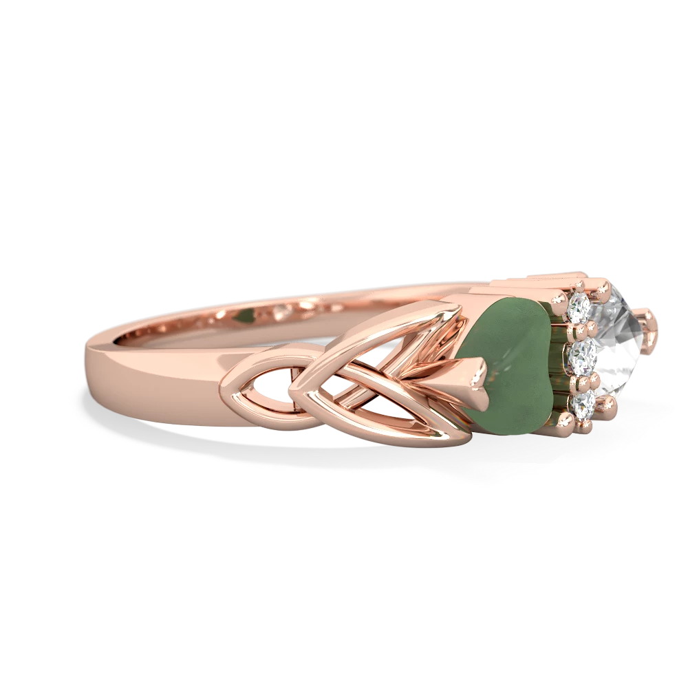 Jade Celtic Knot Double Heart 14K Rose Gold ring R5040