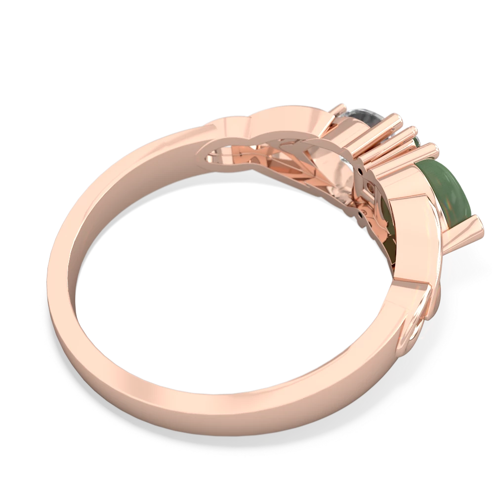 Jade Celtic Knot Double Heart 14K Rose Gold ring R5040