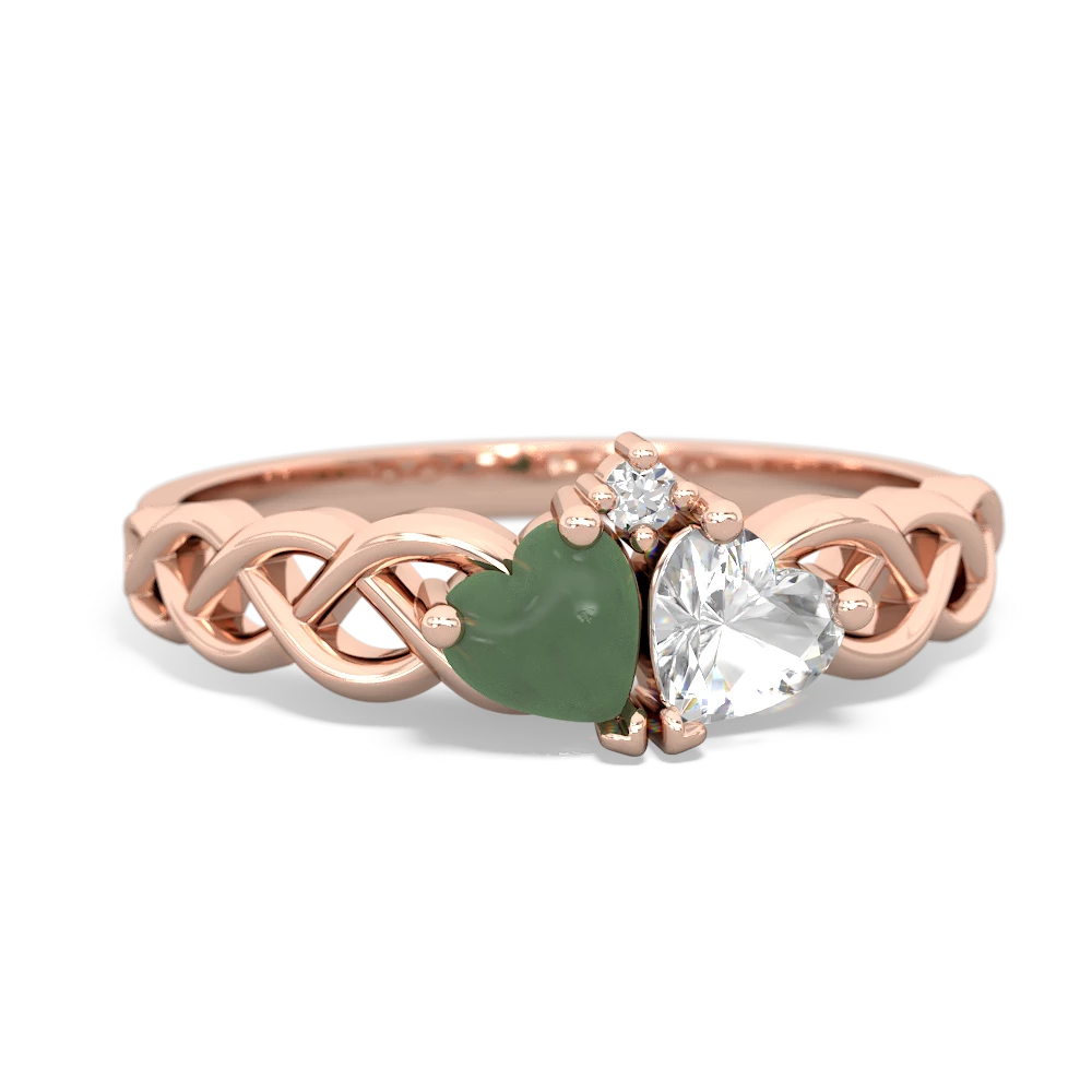 Jade Heart To Heart Braid 14K Rose Gold ring R5870