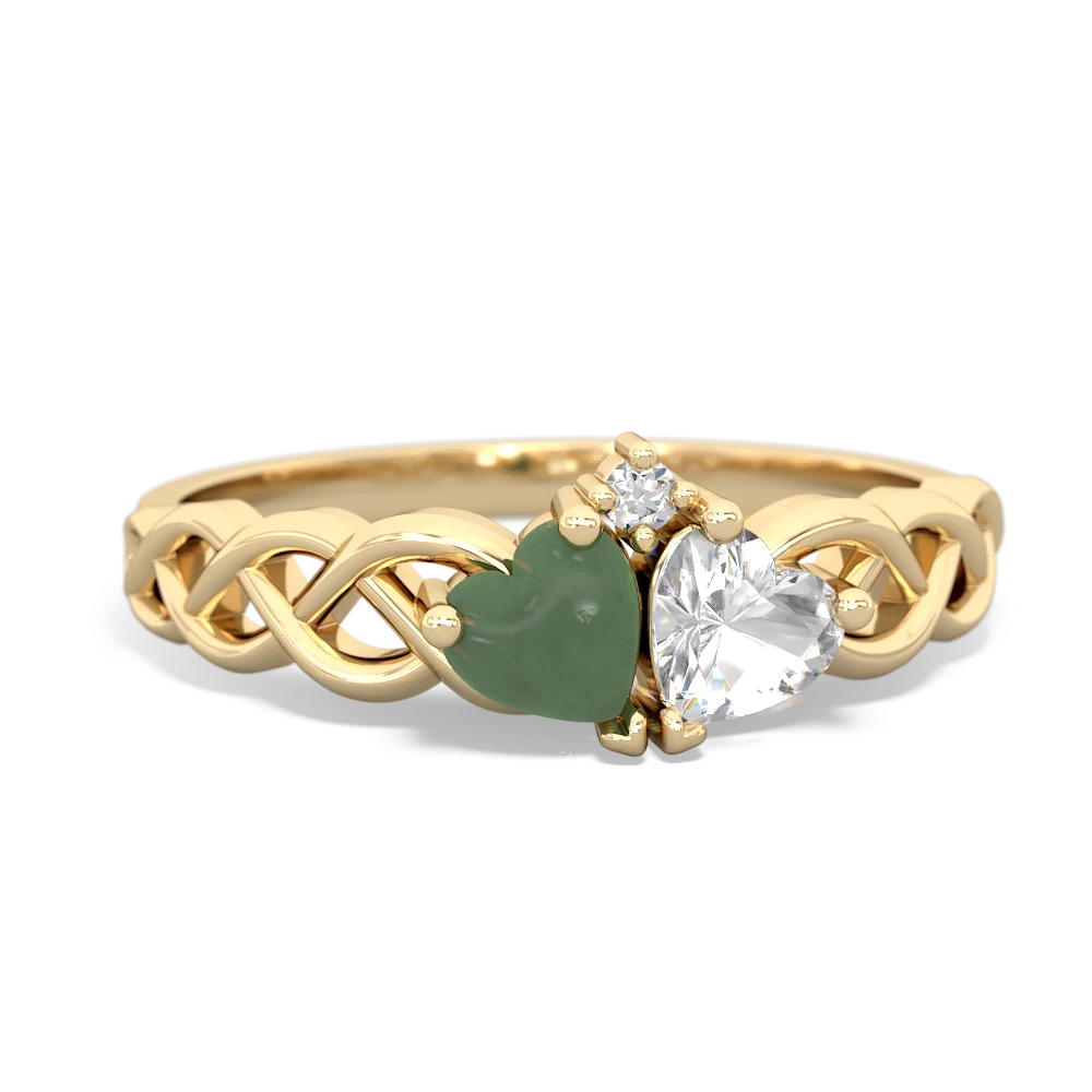 Jade Heart To Heart Braid 14K Yellow Gold ring R5870