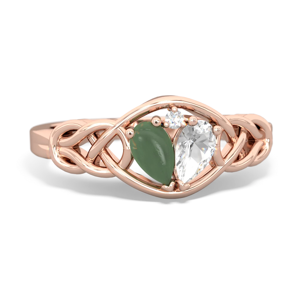 Jade Celtic Love Knot 14K Rose Gold ring R5420