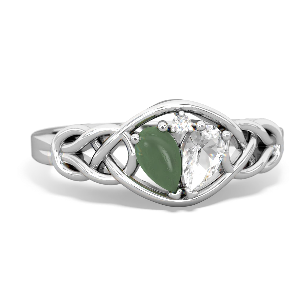 Jade Celtic Love Knot 14K White Gold ring R5420