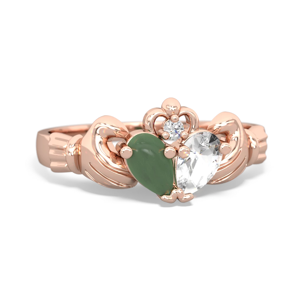 Jade 'Our Heart' Claddagh 14K Rose Gold ring R2388