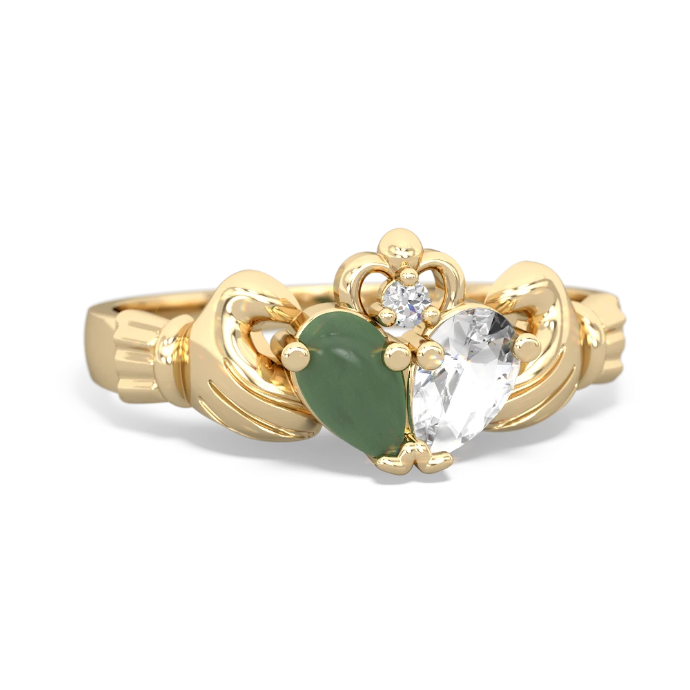 Jade 'Our Heart' Claddagh 14K Yellow Gold ring R2388