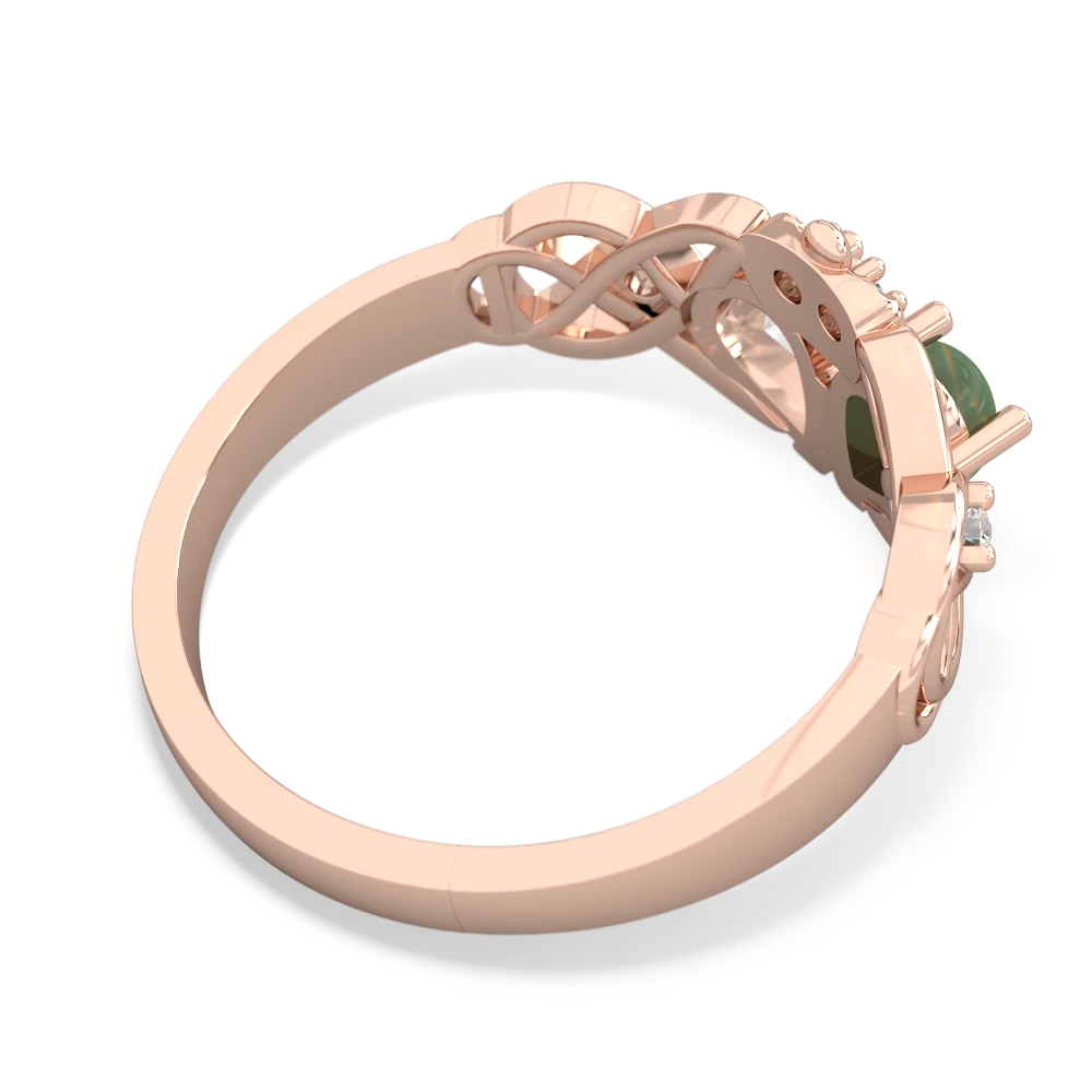 Jade 'One Heart' Celtic Knot Claddagh 14K Rose Gold ring R5322