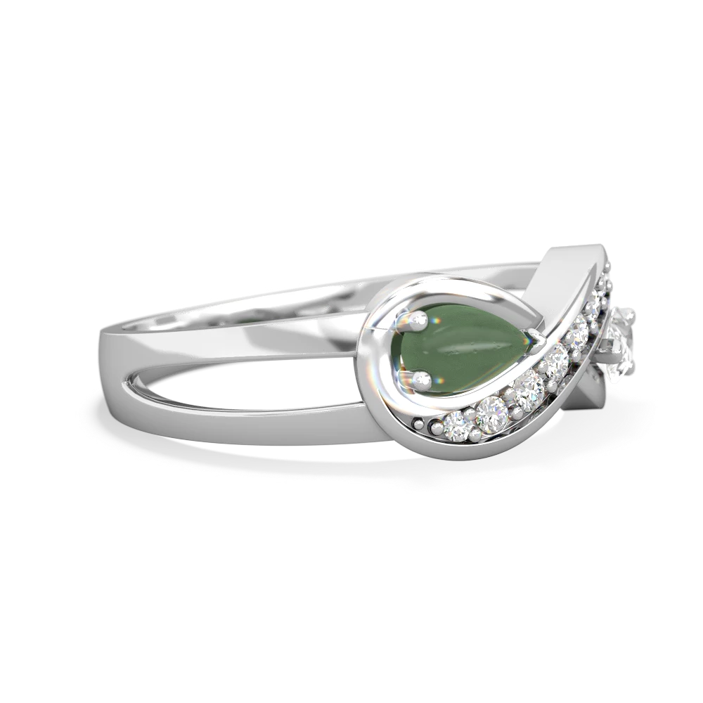 Jade Diamond Infinity 14K White Gold ring R5390