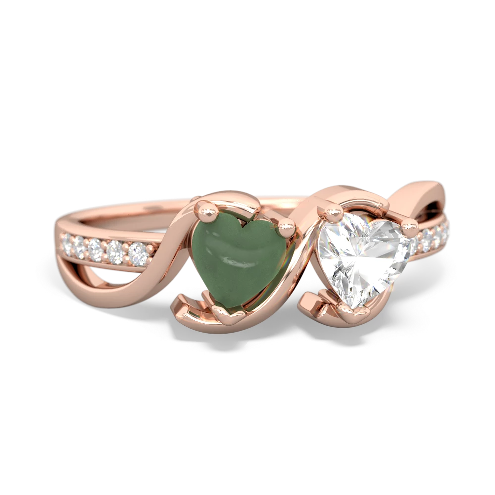 Jade Side By Side 14K Rose Gold ring R3090