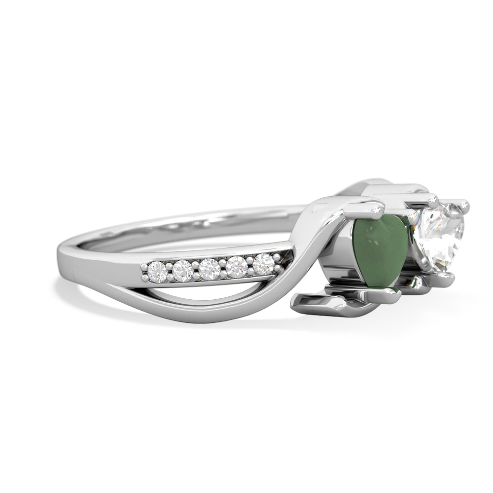 Jade Side By Side 14K White Gold ring R3090