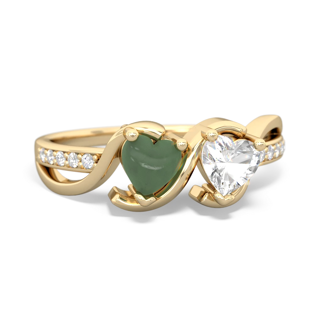 Jade Side By Side 14K Yellow Gold ring R3090