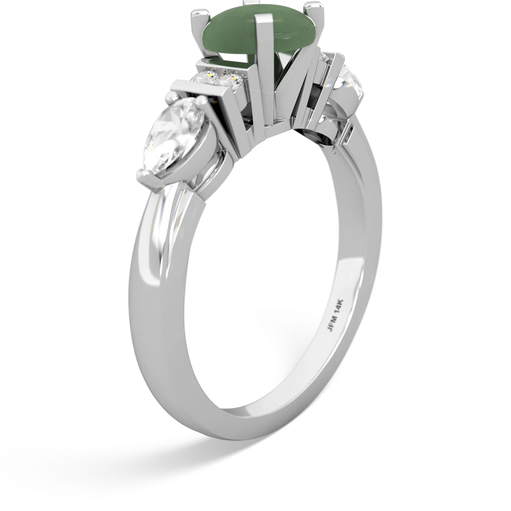 Jade 6Mm Round Eternal Embrace Engagement 14K White Gold ring R2005