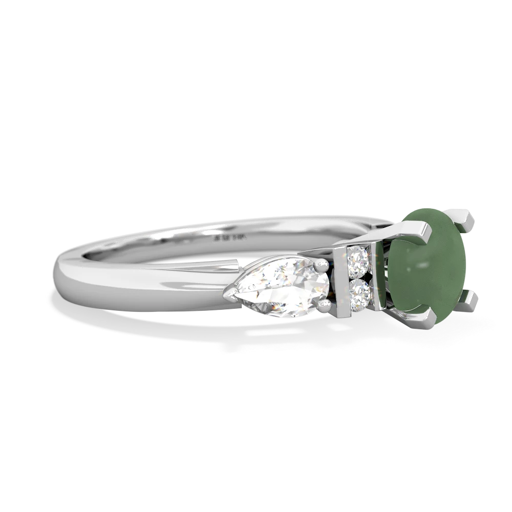 Jade 6Mm Round Eternal Embrace Engagement 14K White Gold ring R2005