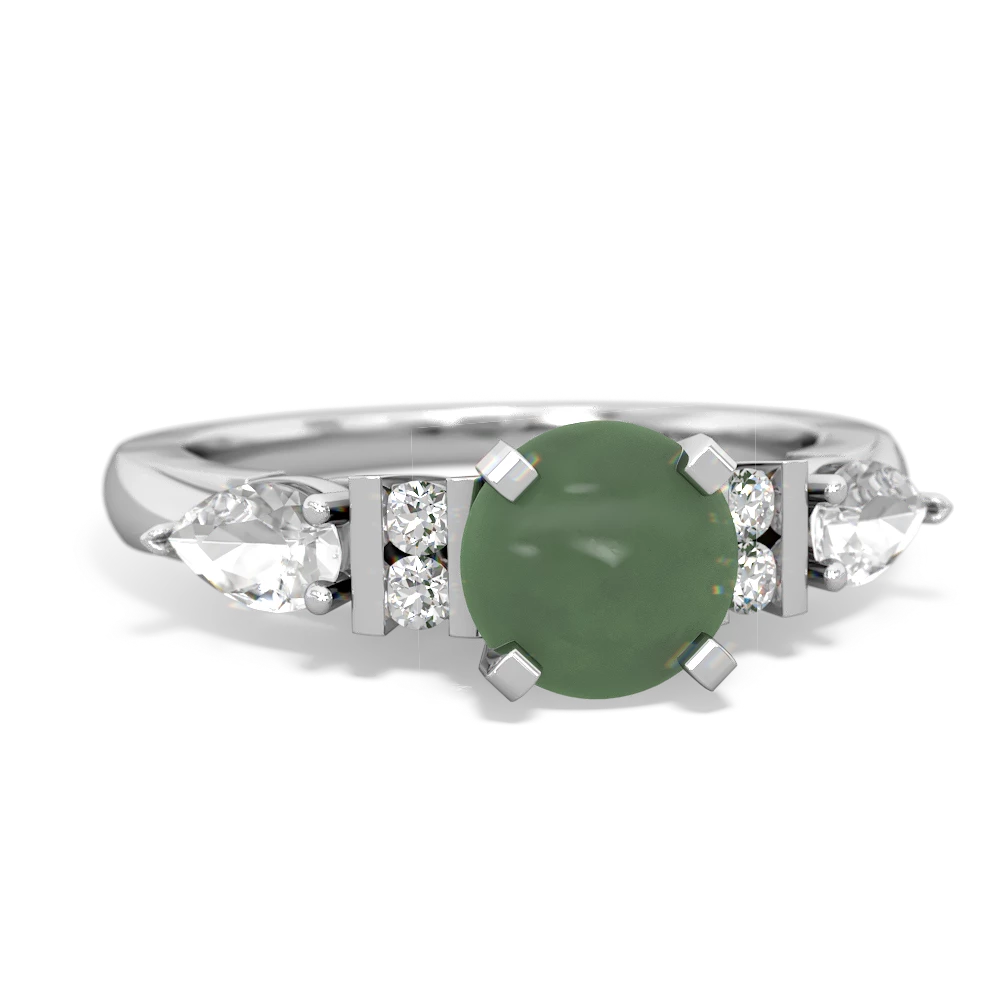 Jade 6Mm Round Eternal Embrace Engagement 14K White Gold ring R2005