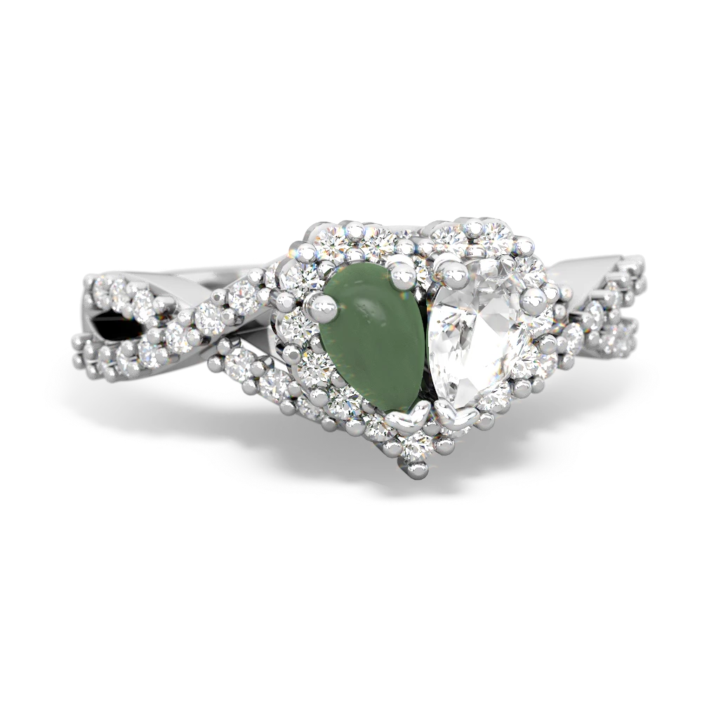 Jade Diamond Twist 'One Heart' 14K White Gold ring R2640HRT