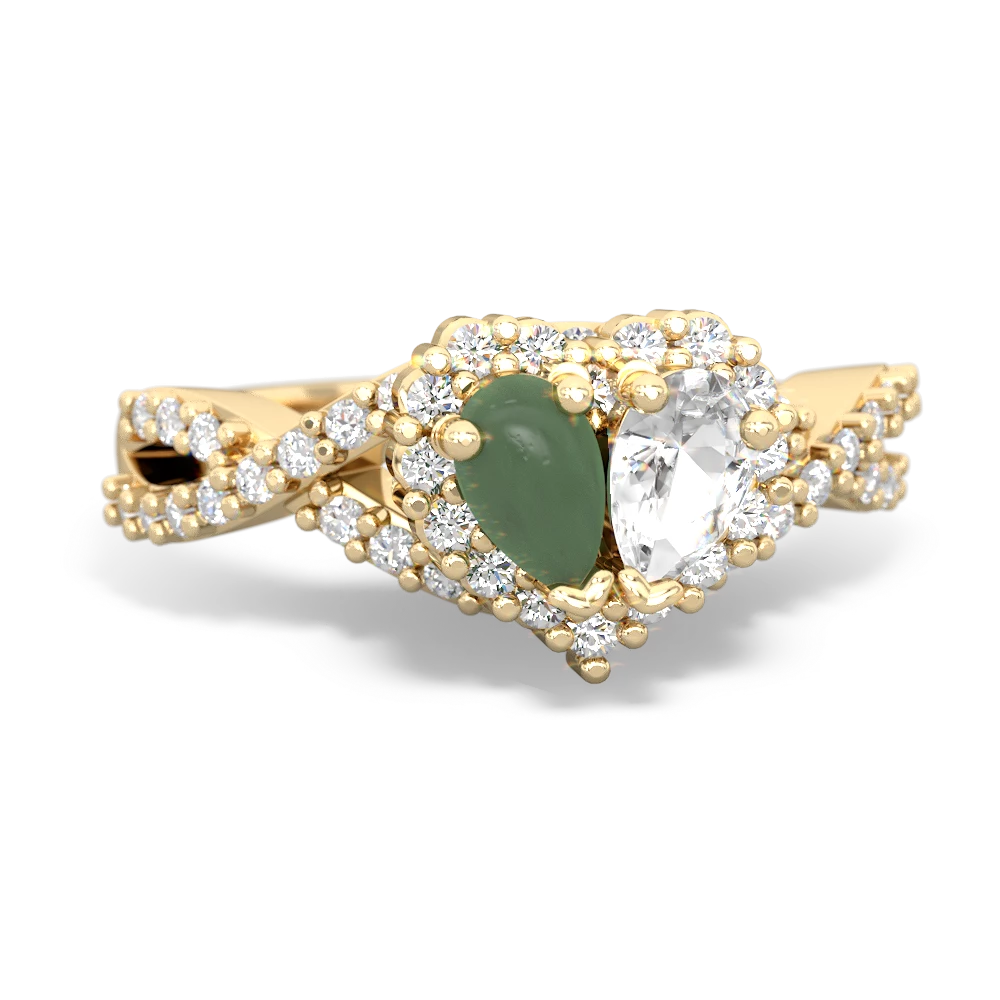 Jade Diamond Twist 'One Heart' 14K Yellow Gold ring R2640HRT