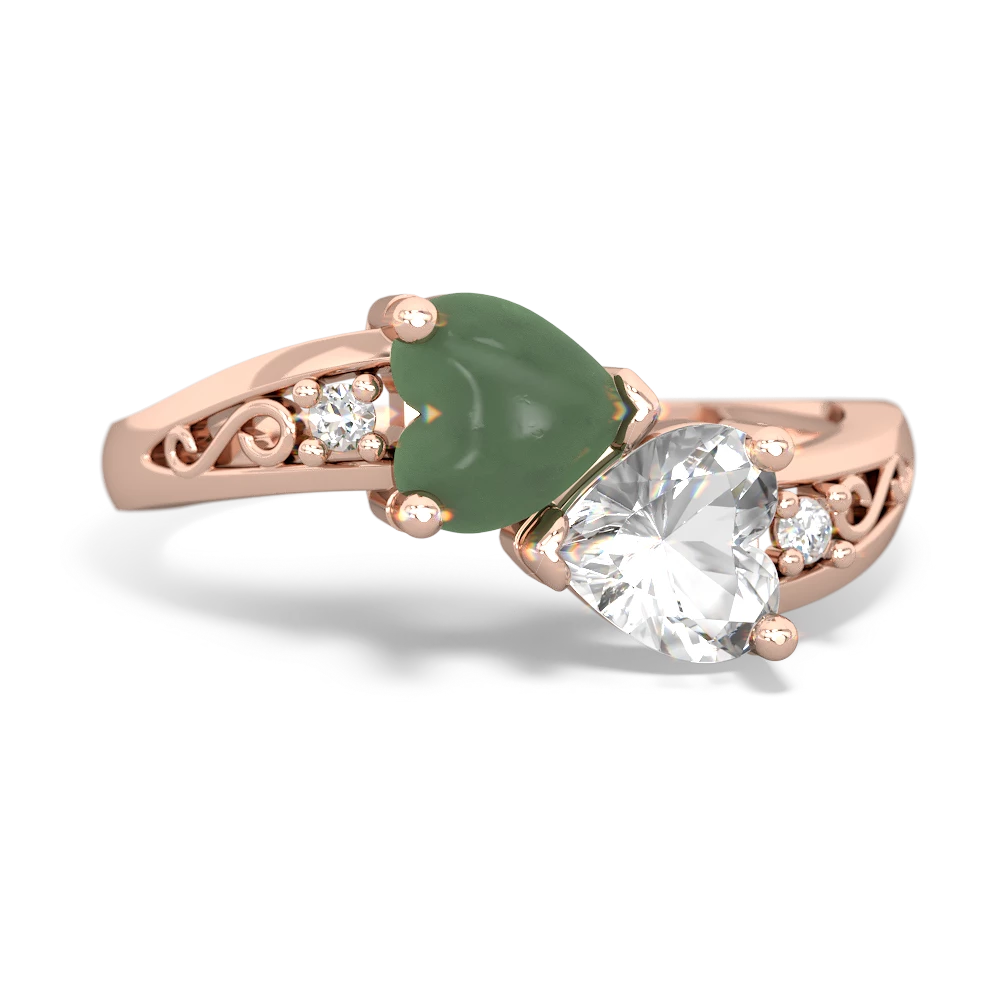 Jade Snuggling Hearts 14K Rose Gold ring R2178